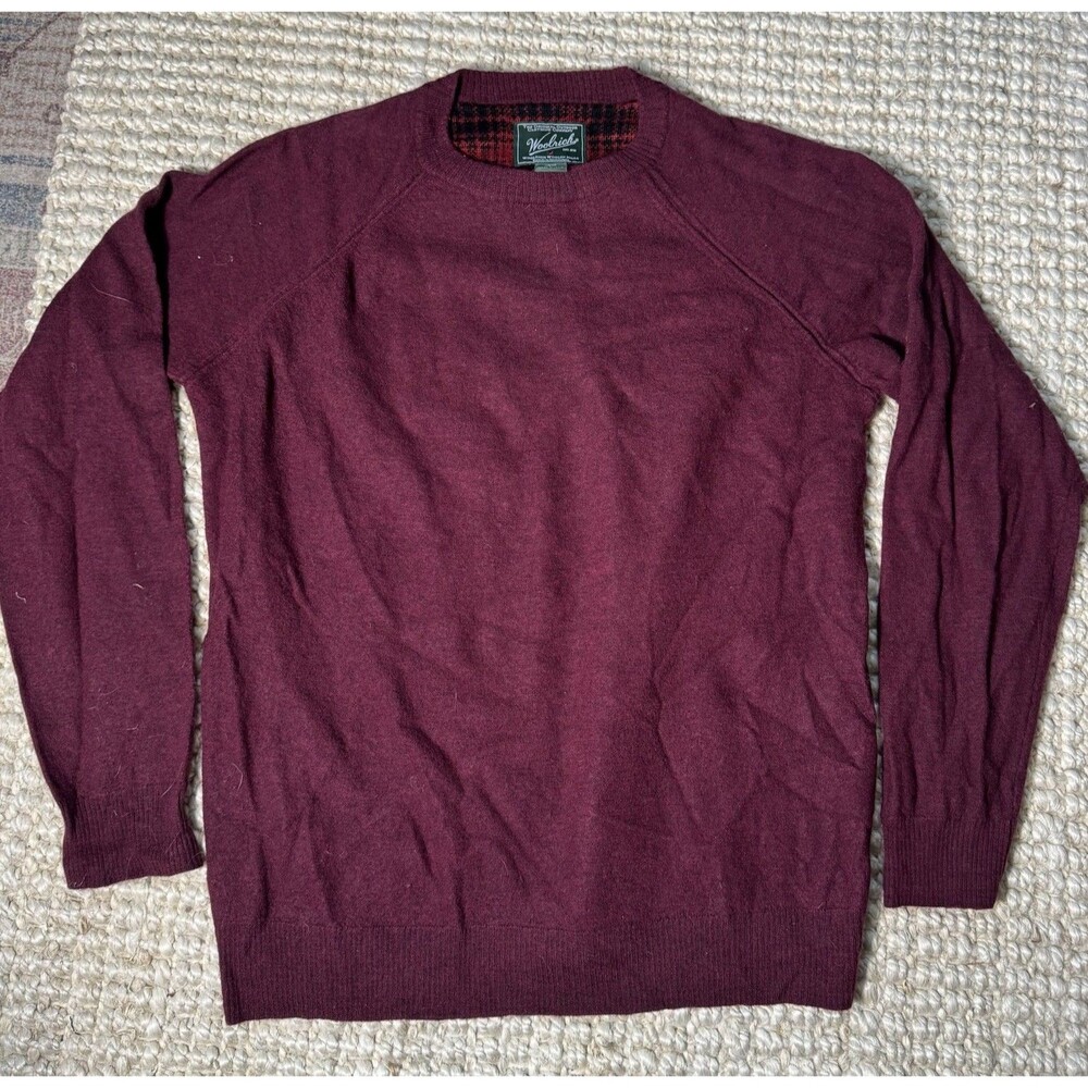 Woolrich Men’s Large Wool Sweater Burgundy Crewneck Outdoor Classic